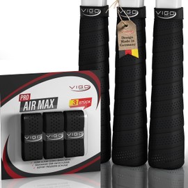 VIGO SPORTS - Pro Airmax [Set of 3] Overgrip Tennis Racket Grip Tape with Anti Sweat Technology Thanks to Special Perforation - Tennis Grip Tape for Optimal Racket Control with Easy Assembly