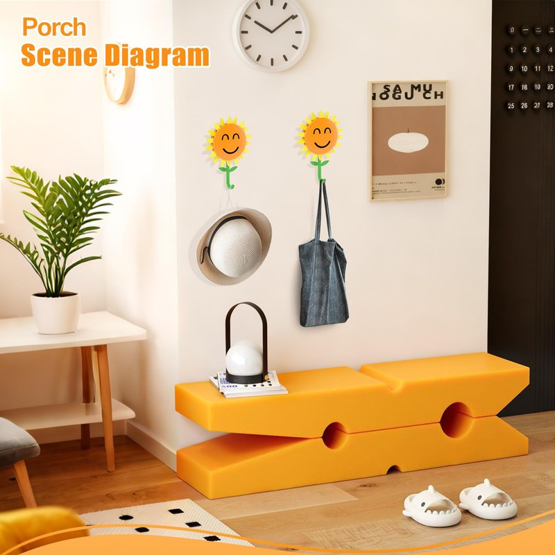 Sunflower Retractable Hooks, Strong Self-Adhesive Sticky Hooks, Traceless & Waterproof,