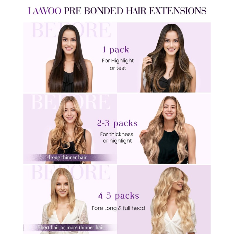 LaaVoo Nano Bead Hair Extensions Human Hair Blonde Nano Hair