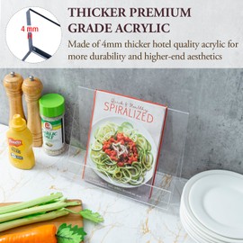 MyGift Modern 4 mm Premium Clear Acrylic Cookbook Holder, Recipe Book Stand, Magazine Display Rack, Set of 2