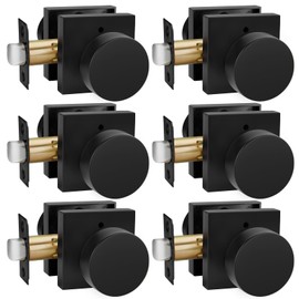 Goldenwarm Privacy Black Door Knobs Interior, Zinc-Alloy Heavy Duty Matte Black Door Knobs Bedroom, Contemporary Interior Door Knob Privacy (6 Pack)