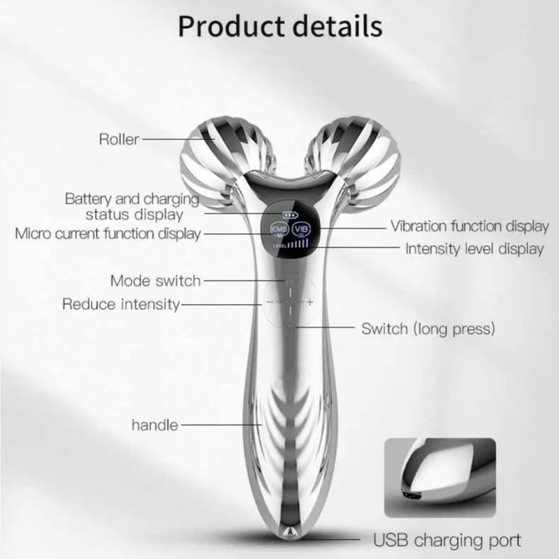 The EMS let a face massager run, 3D face roller