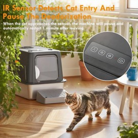 Stainless Steel Smart Cat Litter Box with IR Sensor Automatic Odor Control for A Home, Low Noise Design Automatic, Hygienic, and Easy-Clean Design for Multiple Cats