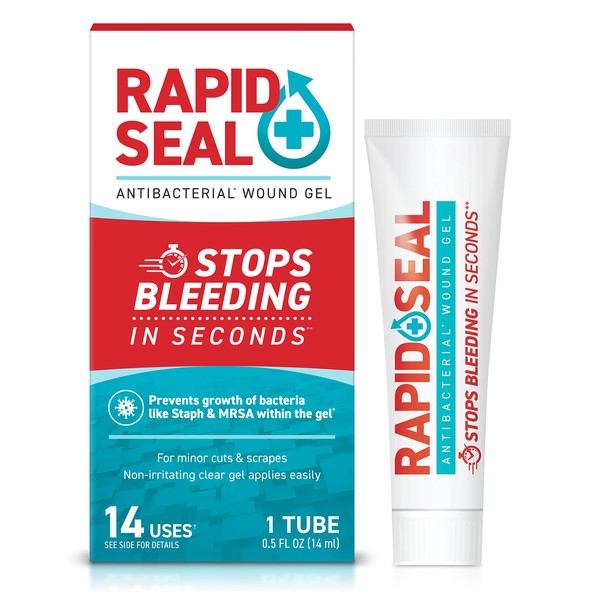 Rapid-Seal Antibacterial Wound Gel (1 Count) | Stops Bleeding in Seconds, Ideal for Cuts, Scrapes and Razor Nicks