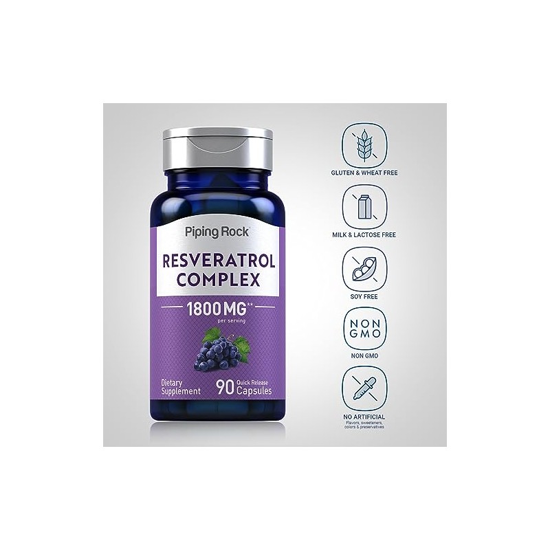 Piping Rock Resveratrol Complex | 90 Capsules | Ultra Potent