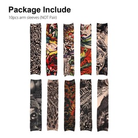 10Pcs Breathable Tattoos Sun Protection Arm Sleeves - Outdoor Sport UV Protection Cooling Arm Sleeves for Men Women,Outdoor protective Accessories