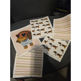 Ciroa Home Reusable Eco DACHSHUND dog Set of 5 Swedish Dishcloths Assorted Designs NIP