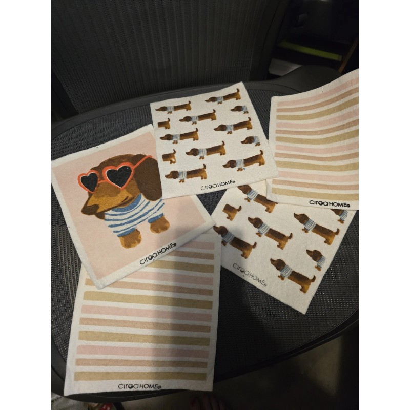 Ciroa Home Reusable Eco DACHSHUND dog Set of 5 Swedish