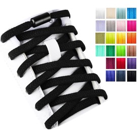 Olukssck 2 pares de cordones elásticos sin atar, cordones con cierre de metal, cierre rápido para niños y adultos, color negro