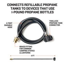 Ignik Adapter Hose for Refillable Propane Tanks, 4-Foot