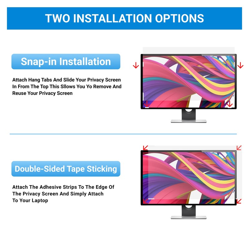 ZCAZY [2 -Pack 24 Inch Computer Privacy Screen for 16:9