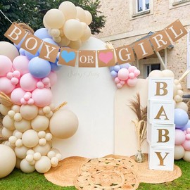 Bestofun Boy or Girl Banner - Gender Reveal Party Decoration, He or She Baby Gender Sign for Party Decorations, Neutral Gender Reveal Decor for Baby Shower or Pregnancy Announcement