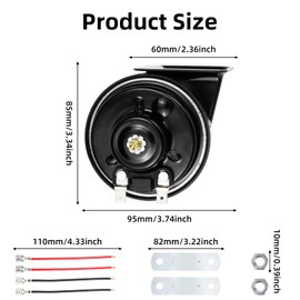 Erzekrim Car Horn Kit Snail Horn 12 V Waterproof Car Horn with Relay Wire Tree Waterproof for Universal 12 V Waterproof Horn Car Truck Motorcycles Ships E-Bikes