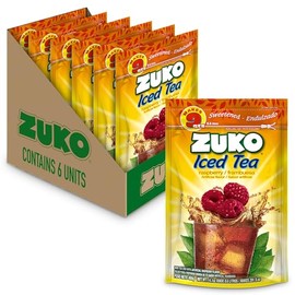 ZUKO Raspberry Tea Instant Powder Drink, No Sugar Needed, Family Pack 14.1 Oz (Pack of 6)