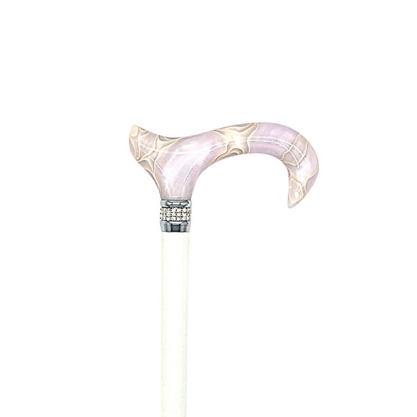 Classy Walking Canes Adjustable Shinny White Rhinestone Cane - Shaft is White 31-38” Adjustable Height Cane with Aluminum Shaft. Functional Grip in Off White