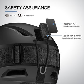 Odoland Ski Helmet with Ski Goggles for Skiing and Snowboarding, Adjustable Size, with Earmuffs for Men, Women and Teenagers, Black, L