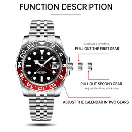 Corgeut GMT Watches for Men Luxury Men's Automatic Mechanical Watch Date Display relojes para Hombres Japanese Movement 10ATM Waterproof 6001G-A (Green)