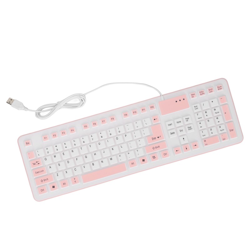Foldable Silicone Keyboard 106 Keys Waterproof Dustproof Foldable USB Wired