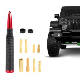 KARTONMOTOR Universal Carbon Fiber 50 Cal Bullet Antenna,Fits for All Chevy GMC Ford Jeep Dodge Toyota 5.5" AM/FM Radio Antenna Replacement for All Truck SUV Car Accessories