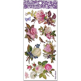 Violette Shabby Chic Pink Rose Stickers - Floral Scrapbook Stickers for Water Bottles, Crafts, and Journaling - Waterproof Decorative DIY Decor