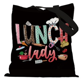 APJYM Lunch Lady Gifts Tote Bag, Lunch Lady Appreciation Gifts for Women, Cafeteria Workers Canvas Tote Bags, Back to School Supplies, Reusable Grocery Shopping Bag