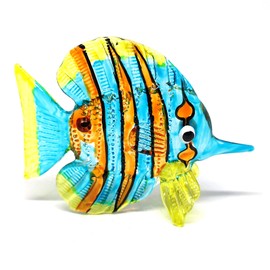 ZOOCRAFT Glass Fish Figurine Coastal Style Miniature Hand Blown Handicraft Sculpture