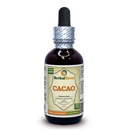 Cacao (Theobroma Cacao) Tincture, Organic Raw Beans Liquid Extract (Brand Name: HerbalTerra, Proudly Made in USA) 2 fl.oz (60 ml)