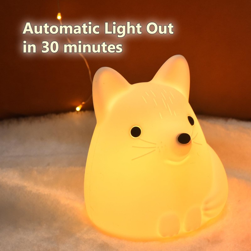TriPro Fox Silicone Nursery Night Light,Auto Shut Down,Room Decor Desk