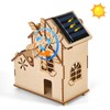 Solar Powered Wooden Puzzle,DIY Assembly Windmill House,3D Construction Toy,STEM Educational