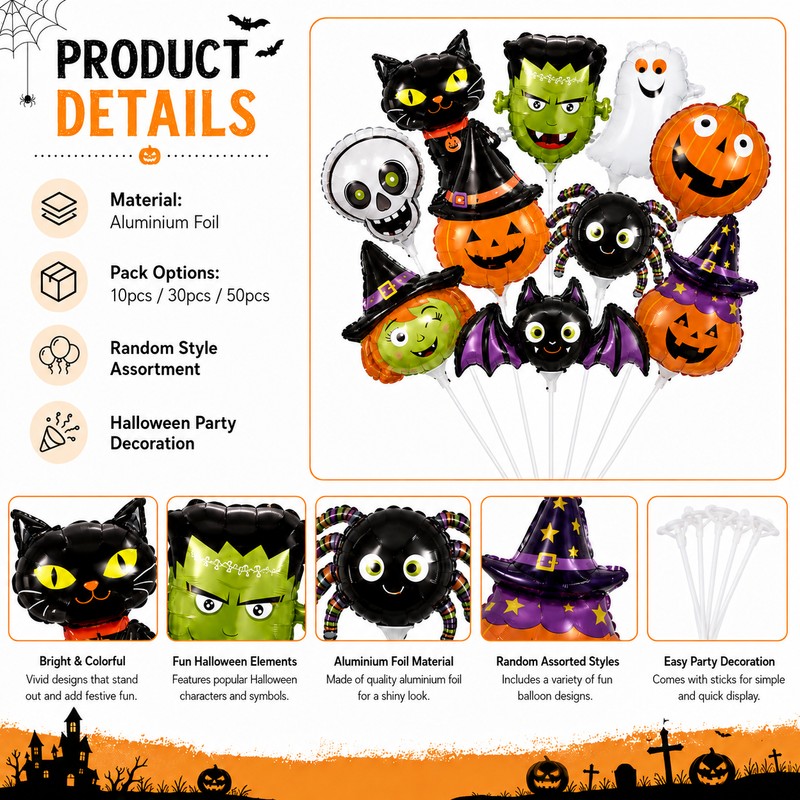 Mini Halloween Foil Balloons for Party Decor – Random Bat