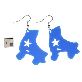 Miniblings Inline Skates Earrings Roller Skates Blue Star Retro Handmade Fashion Jewellery Earrings Silver-Plated, Acrylic