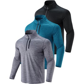 Liberty Imports 3-Pack Men’s Quarter-Zip Pullover – Lightweight Long Sleeve Athletic Jackets, Performance Workout Golf Running Shirts (Set 6, 3X-Large)