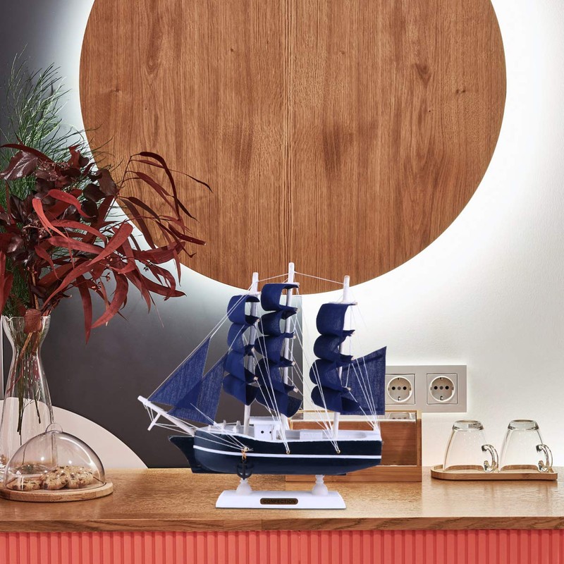 VOSAREA 24 cm Sailing Boat Model Wooden Sailing Ship Model