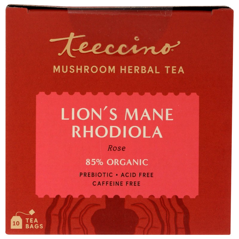 Teeccino Lion’s Mane Rhodiola Tea - Rose - Caffeine-Free Mushroom