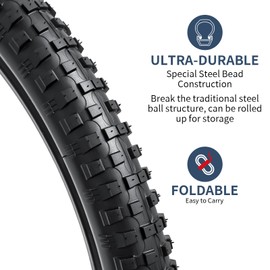 YUNSCM 2-PCS 24" Bike Tires 24x2.30/56-507 and 24" Bike Tubes Schrader Valve Compatible with Mountain/Off Road Bike 24x2.25 24 x 2.30 24x2.35 Bike Tires and Tubes (P-1400)