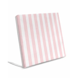 Homechoid Pink Stripes Indoor Outdoor Couch Cushion Covers Replacement 2 Pack, Farmhouse White Simple Vertical Striped Waterproof Chair Sofa Seat Cover with Ties 24x24x4