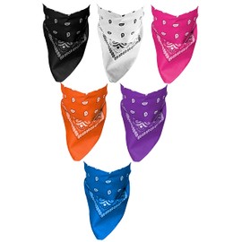 Love My Fashions® Assorted 6 Pcs Paisley Multicolor Bandana Cotton Scarf Handkerchiefs for Dust Outdoor Sports Square Bandana Fashion Hair Accessory Neckerchief Cowboy Bandana Scarf for Mens & Womens