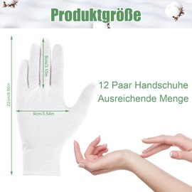 Newofview 12 Pairs White Cotton Gloves, Moisturising Gloves, Cotton Gloves for Moisturising, Cosmetics, Hand Spa Treatment, Inspection, Serving Handsc