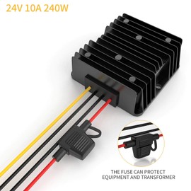 DC-DC Converter, Boost Transformer 12V-24V 10A 240W Booster Transformer with 12V Fuse Waterproof, 24v 12v Converter, For Deco Golf Cart LED Light Motor Truck Vehicle Boat Etc (Accepts DC 9-20V Input)