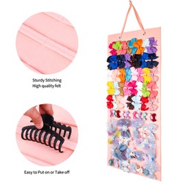 XRACEPHOL Bow Holder for Girls Hair Bows Large Bow Holder Hair Bow Organizer Claw Clip Organizer Hair Clip Organizer Bow Hanger for Girls Hair Bows Hair Bow Holder for Wall, Door, Closet (Pink-A)