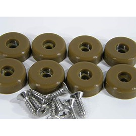 Cutting Board Rubber Bumper Feet 3/4" DIA x 1/4" Low Profile Silicone with Stainless Steel Screws (8, Brown)