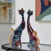 LIKEUDO Set of 2 Resin Cat Statues Sculptures Cat Figurine