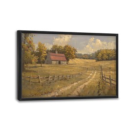 Large Barn Wall Art Vintage Country Landscape Pictures Wall Decor Farmhouse Nature Rustic Canvas Painting Home Modern Artwork Decorations Framed for Living Room Bedroom Bathroom Office 36 x 24 inch