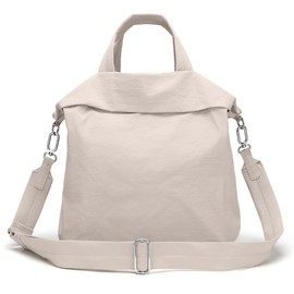 FODOKO Hobo Crossbody Bags 2.0, 19L Large Totes Handbags with Straps for Women, Multi Nylon Shoulder Bags for Gym Travel Beige