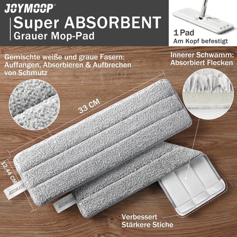 JOYMOOP Flat Mops, Microfiber Mop for Floor Cleaning and Wall