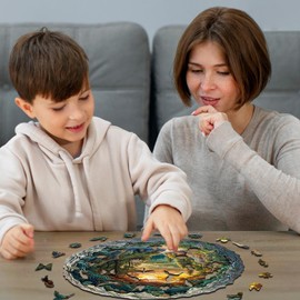Jigfoxy Wooden Puzzle for Adults, 3D Visual Forest Wooden Jigsaw Puzzles for Adult, Unique Animal Shape Wood Cut Puzzles, Christmas Thanksgiving Gifts for Friends Family (L-13.4 * 13.3in-300pcs)