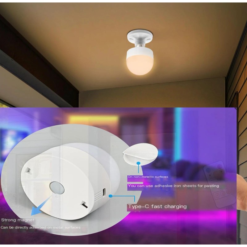 Kolhgnse 3-Color Changing Bulb, Rechargeable Light Bulb with Remote Control