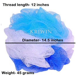 KRIWIN Set of 4 Bath Loofahs(Large Size) 45 grams (Pink & Blue)
