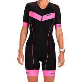 Zoot Womenâs Core Aero Triathlon Suit â Short Sleeve Racing Suit with Pockets, Cycling Suit w/Primo Fabric (Blush, Medium)