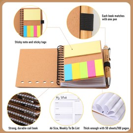 Moinchore 30 Sets Team Employee Appreciation Gifts Inspirational Spiral Weekly Planner Notebooks with Bamboo Pens and Sticky Notepads Undated To Do List for Christmas Coworkers Staff Teachers